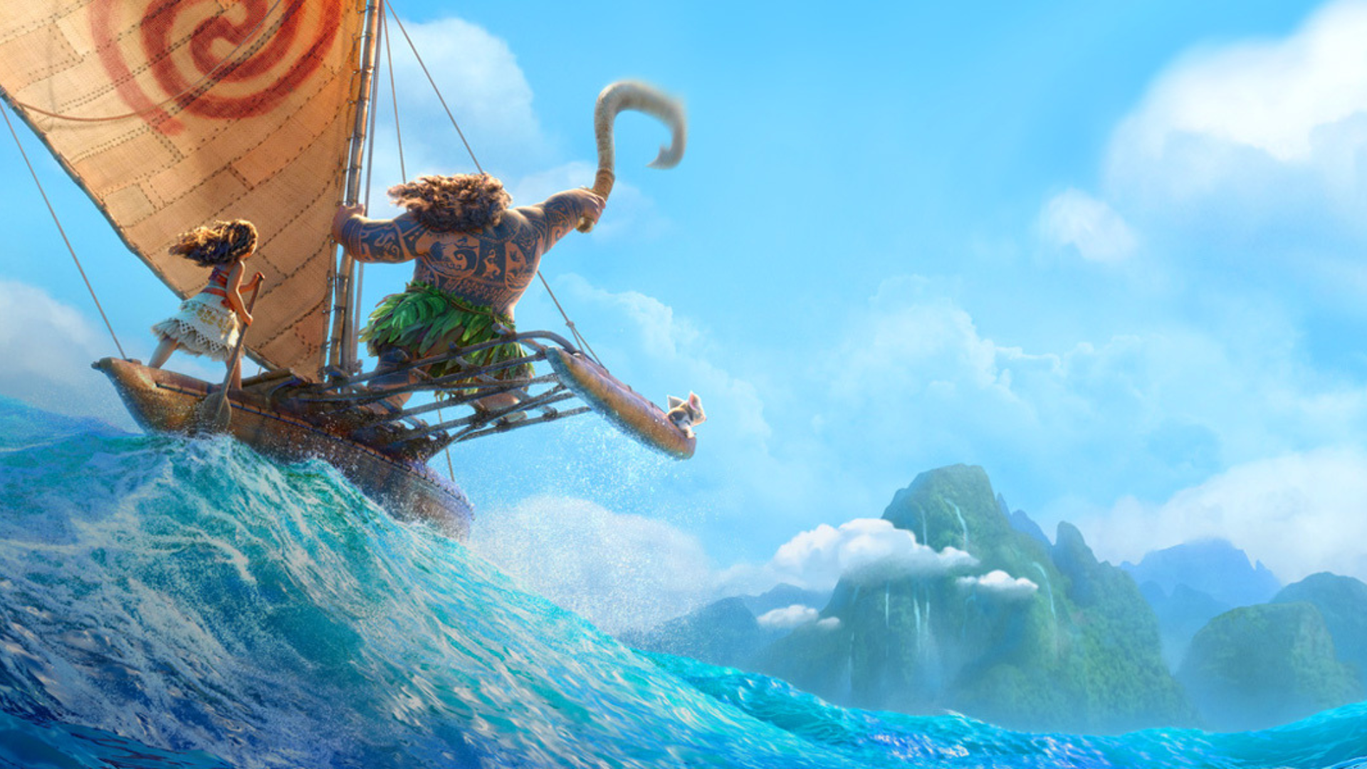 Maui et Vaiana sont sur un bateau